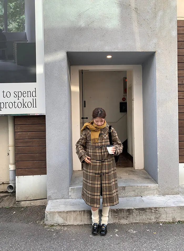 レトロチェック柄ウールコート LUMIYUMI