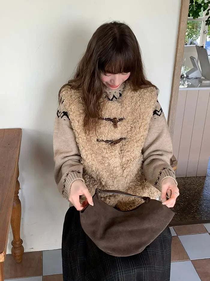 レトロ ループファー ダッフルベスト LUMIYUMI