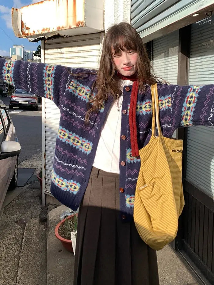 フェアアイル柄 ゆったり ふわもち カーディガン LUMIYUMI