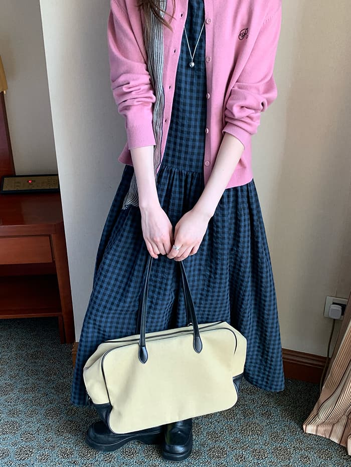 斜め前立て ゆったり ベストワンピース LUMIYUMI
