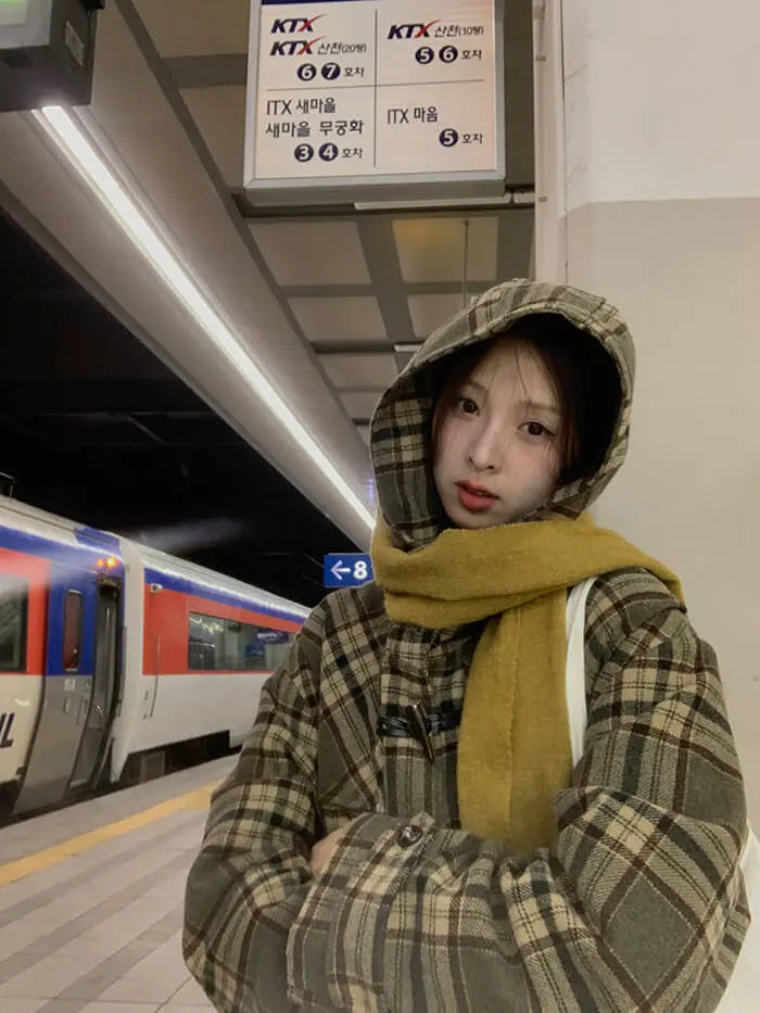 レトロチェック柄ウールコート LUMIYUMI