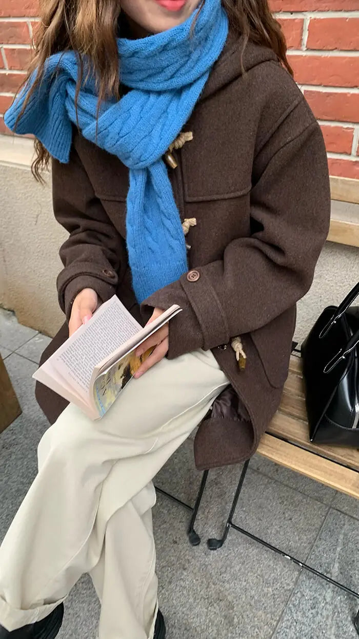 ルーズ ミドル丈 フード付 ダッフルコート - LUMIYUMI