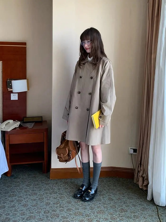 lumiyumi 大人可愛い ミドル丈 丸襟 トレンチコート 大人可愛い ミドル丈 丸襟 トレンチコート- LUMIYUMI