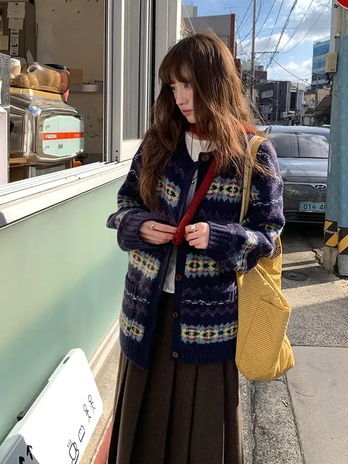 フェアアイル柄 ゆったり ふわもち カーディガン LUMIYUMI