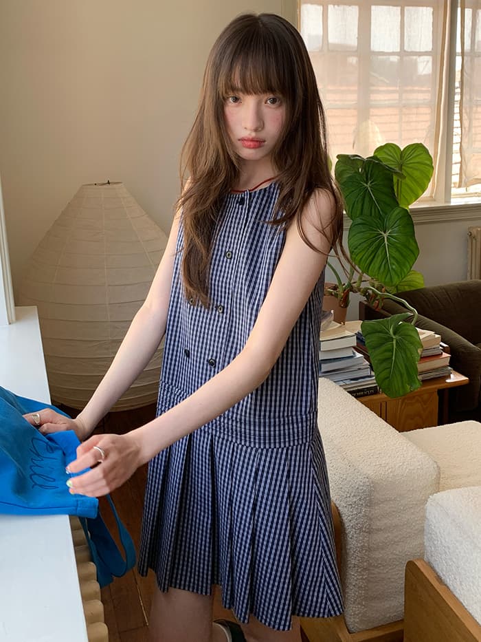 レトロ チェック Aライン タンクワンピース LUMIYUMI