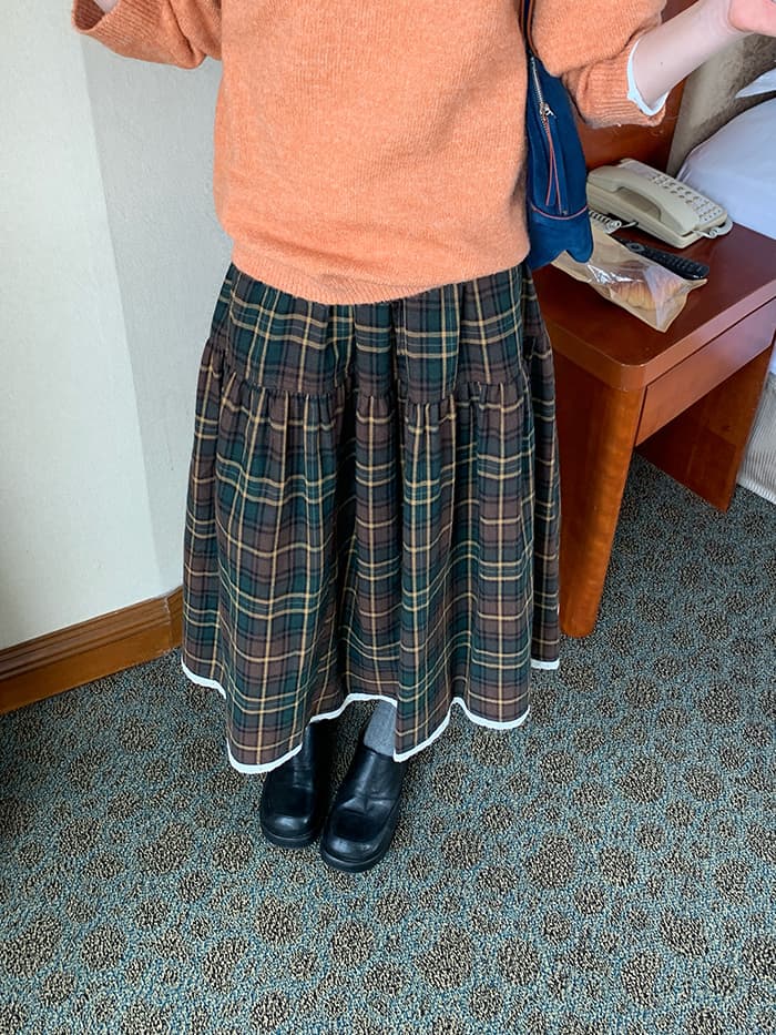 ガーリー チェック レース切替 スカート LUMIYUMI