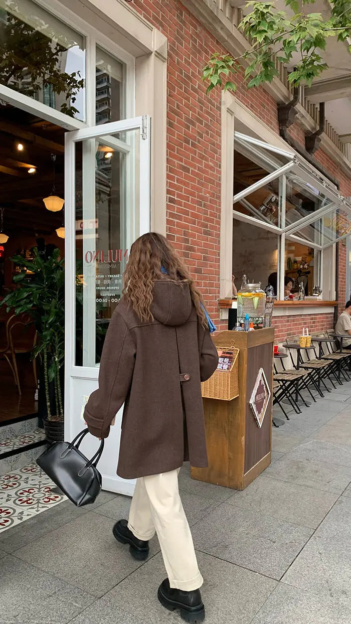 ルーズ ミドル丈 フード付 ダッフルコート - LUMIYUMI