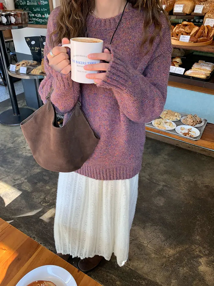 ゆったり シンプル カラーネップ セーター - LUMIYUMI