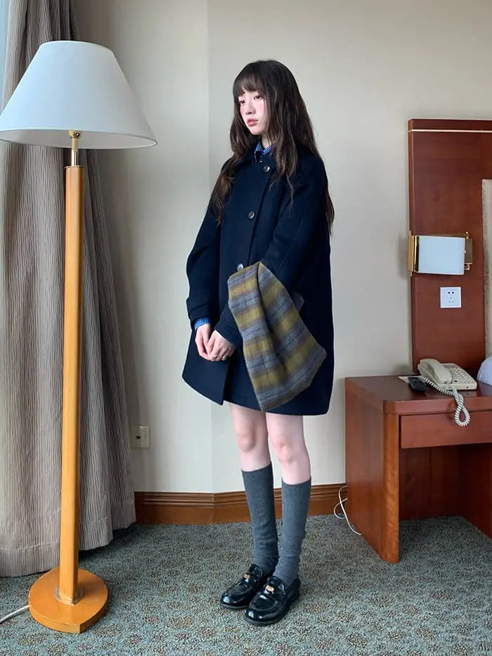 LUMIYUMI ウールブレンド 折り襟 ミドルコート　Sサイズ ウールブレンド 折り襟 ミドルコート- LUMIYUMI