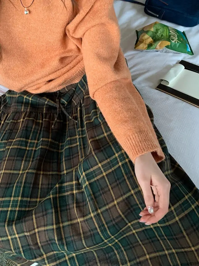 ガーリー チェック レース切替 スカート LUMIYUMI