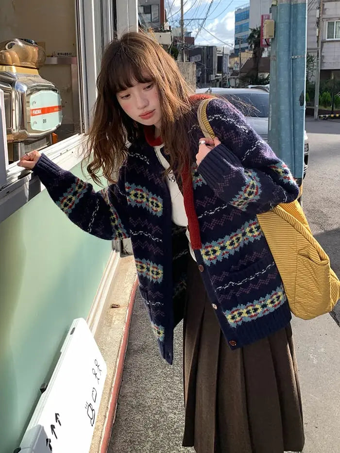 フェアアイル柄 ゆったり ふわもち カーディガン LUMIYUMI