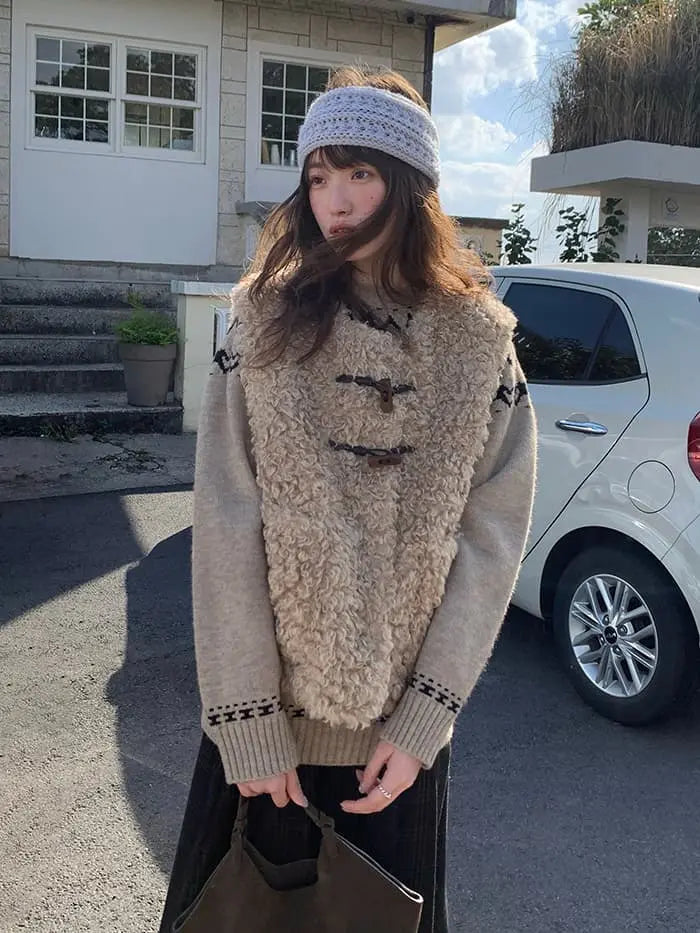 レトロ ループファー ダッフルベスト LUMIYUMI