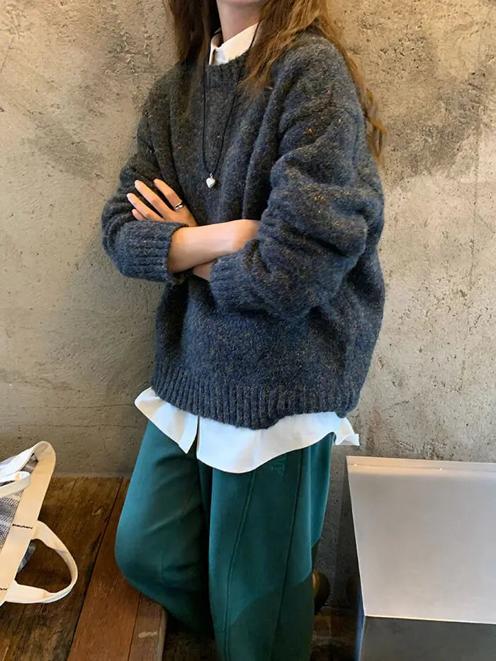 ゆったり シンプル カラーネップ セーター - LUMIYUMI