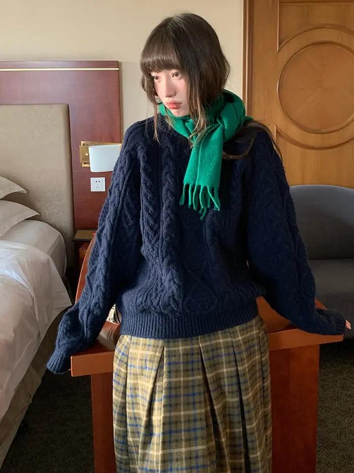 チェック柄 Aライン ミモレ丈 スカート LUMIYUMI