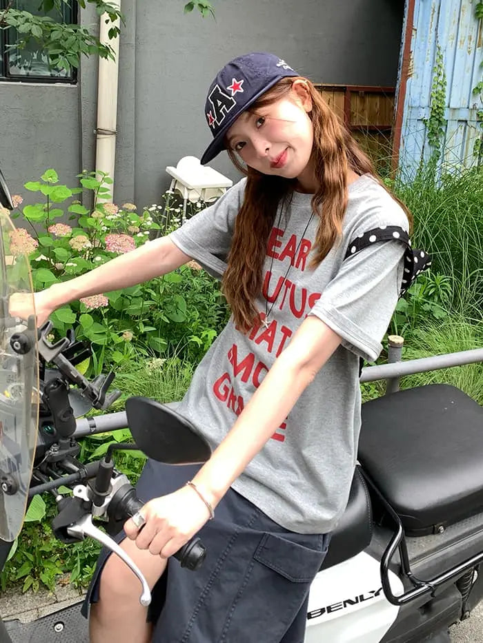 アメカジ ロゴプリント ゆるTシャツ LUMIYUMI