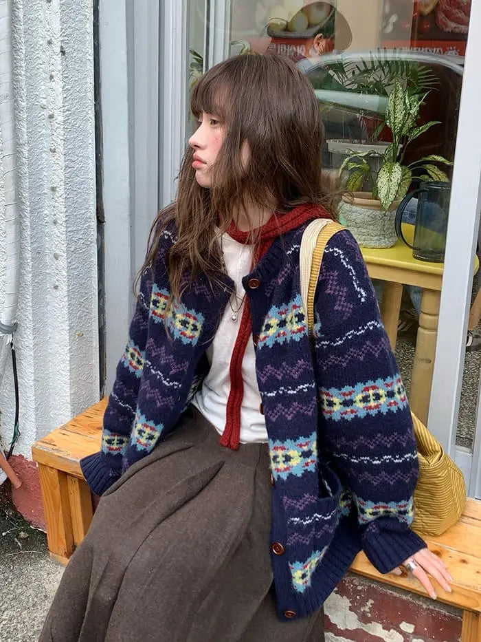 フェアアイル柄 ゆったり ふわもち カーディガン LUMIYUMI