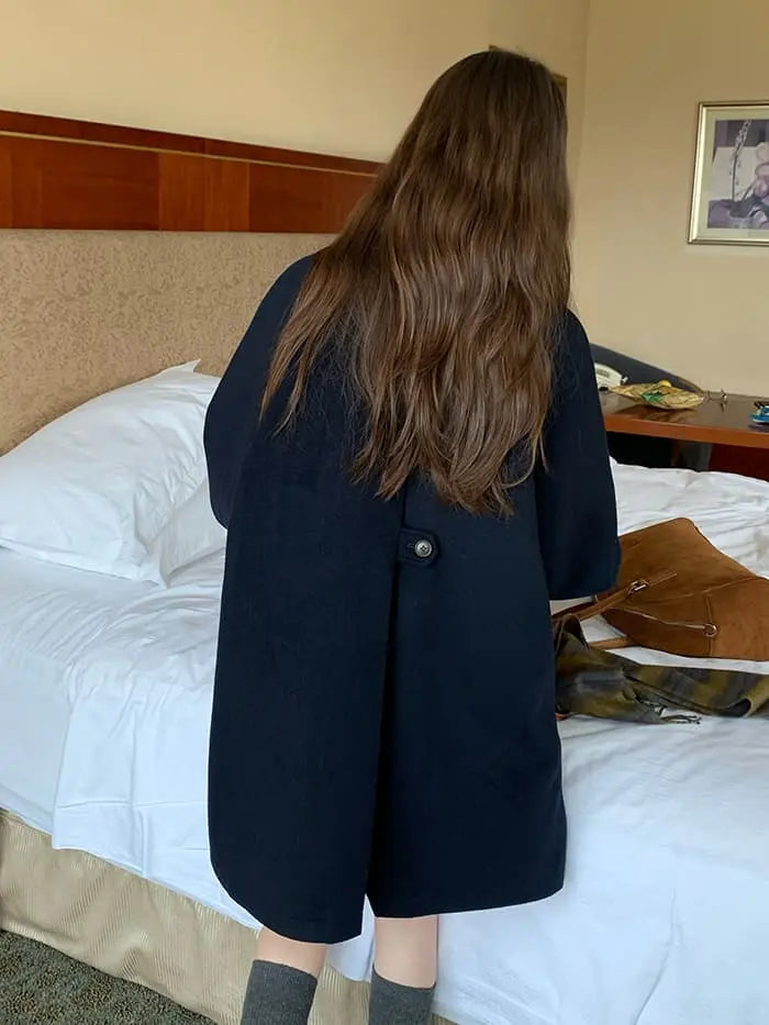 LUMIYUMI ウールブレンド 折り襟 ミドルコート　Sサイズ ウールブレンド 折り襟 ミドルコート- LUMIYUMI