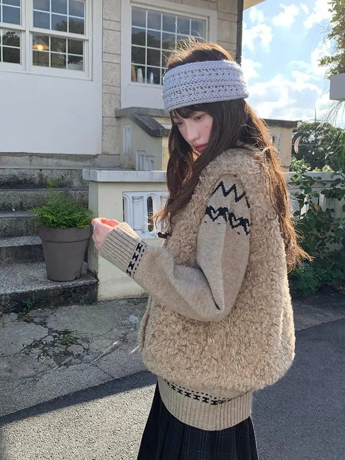 レトロ ループファー ダッフルベスト LUMIYUMI