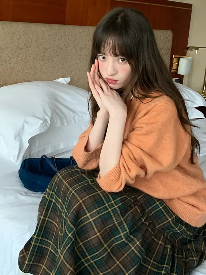 ガーリー チェック レース切替 スカート LUMIYUMI