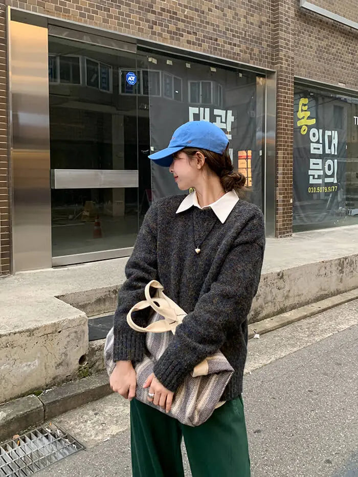 ゆったり シンプル カラーネップ セーター - LUMIYUMI