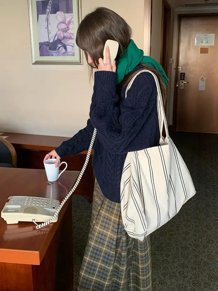 チェック柄 Aライン ミモレ丈 スカート LUMIYUMI