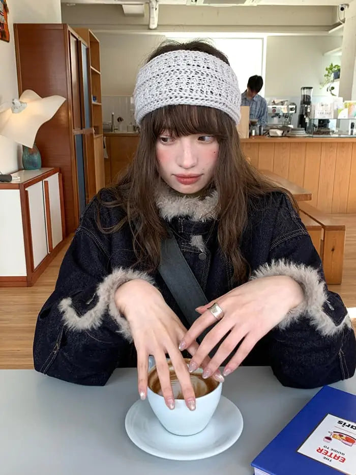 ファー襟 中綿入り デニムブルゾン LUMIYUMI