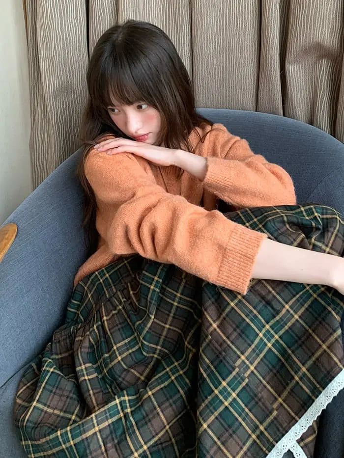 ガーリー チェック レース切替 スカート LUMIYUMI