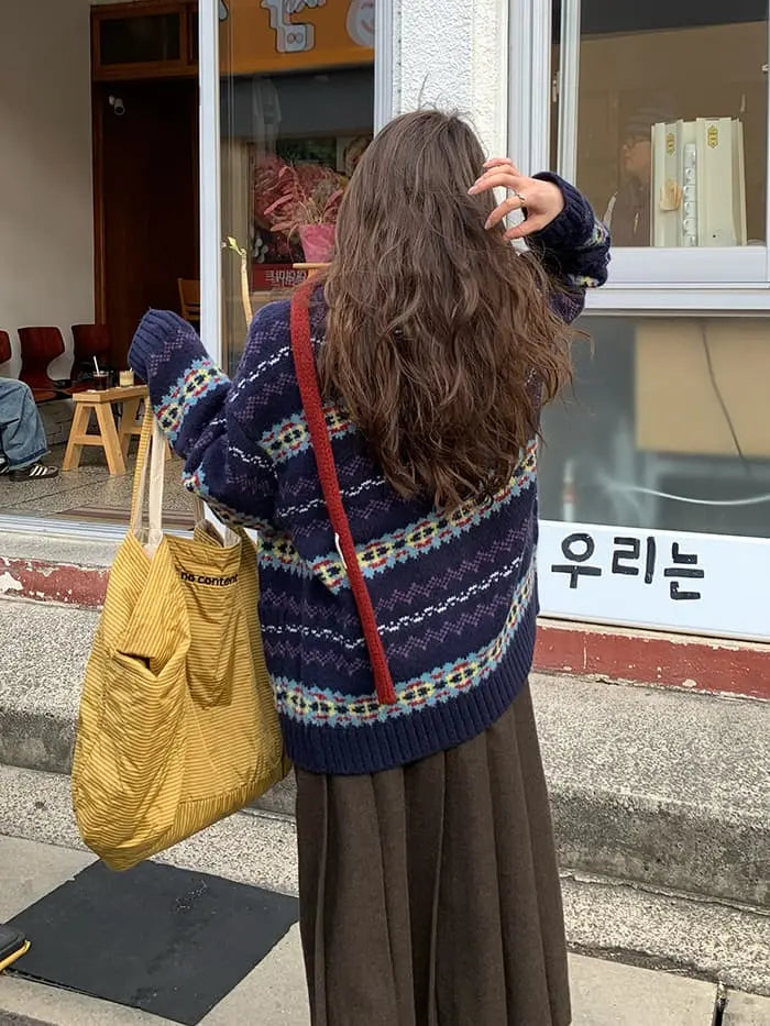 フェアアイル柄 ゆったり ふわもち カーディガン LUMIYUMI