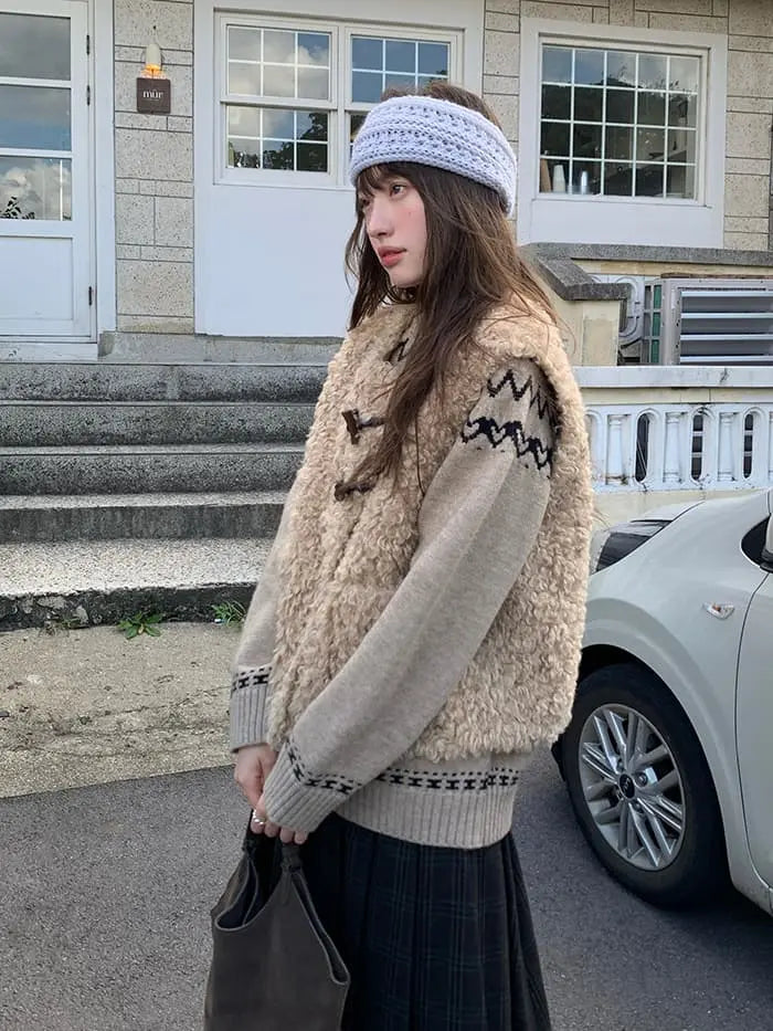 レトロ ループファー ダッフルベスト LUMIYUMI