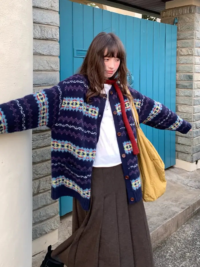 フェアアイル柄 ゆったり ふわもち カーディガン LUMIYUMI