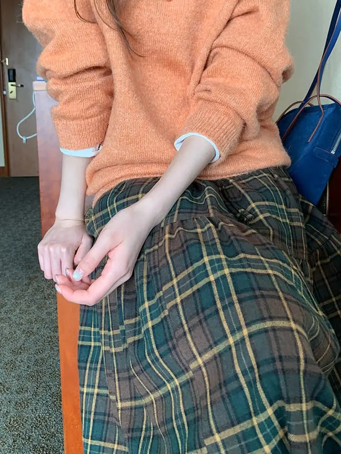 ガーリー チェック レース切替 スカート LUMIYUMI