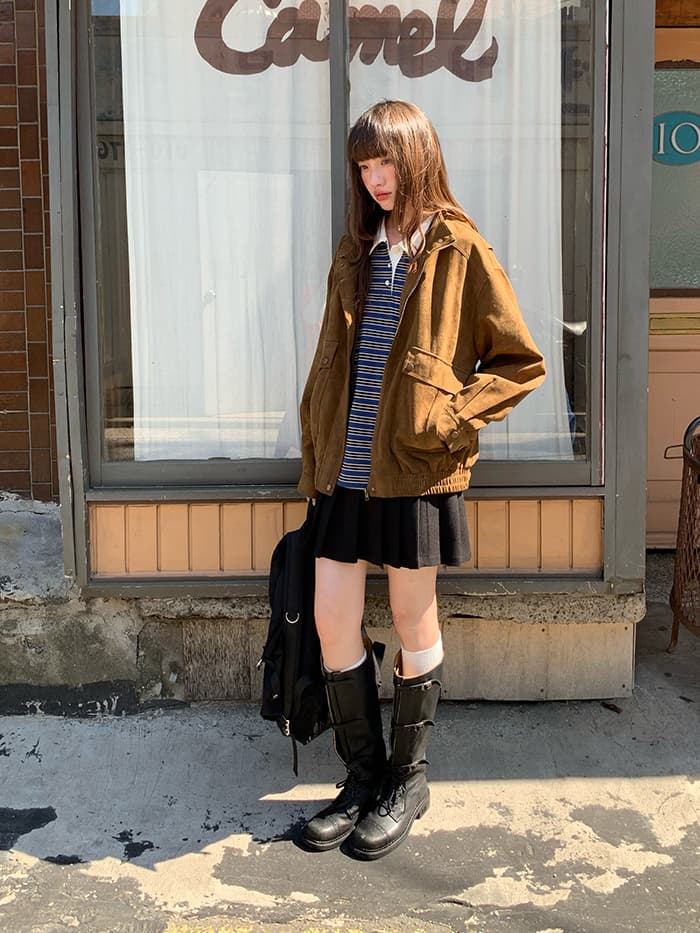 レトロ スエード ジップ ジャケット LUMIYUMI