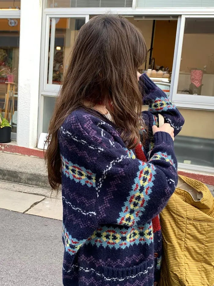 フェアアイル柄 ゆったり ふわもち カーディガン LUMIYUMI