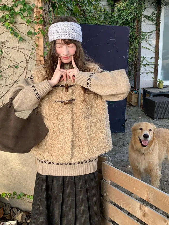 レトロ ループファー ダッフルベスト LUMIYUMI