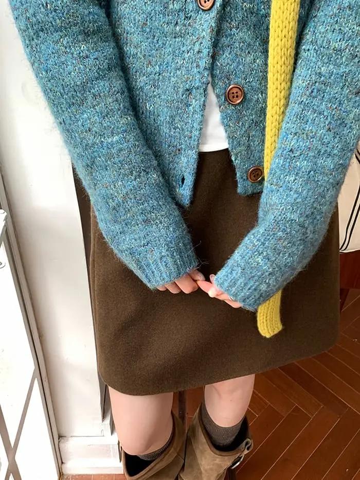 カラーネップ クルーネック ニットカーディガン LUMIYUMI