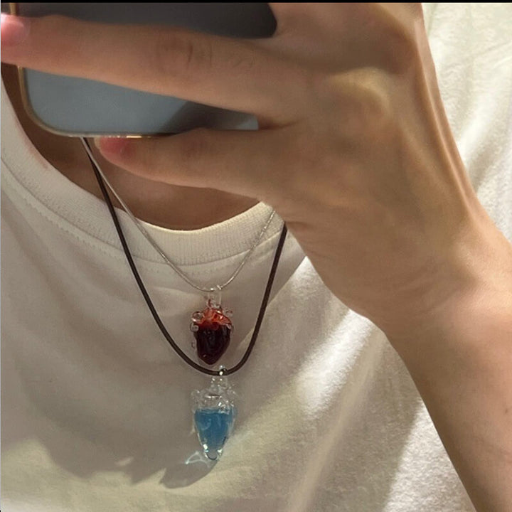 【限定販売】ミステリーガラス心臓ネックレス - LUMIYUMI
